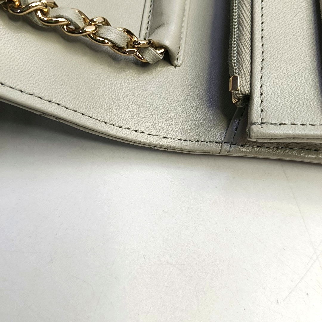 CHANEL WOC Grey Lamb Skin Quilted Crossbody Bag Single Shoulder Bag Golden Hardware-(SKU)-950142341