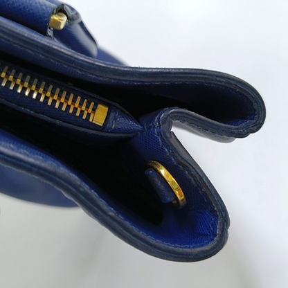 PRADA Galleria Large size Dark Blue Calfskin Logo Crossgrain Killer Bag Crossbody Bag Single Shoulder Bag Handbag Golden hardware Removable shoulder strap-(SKU)-958814662