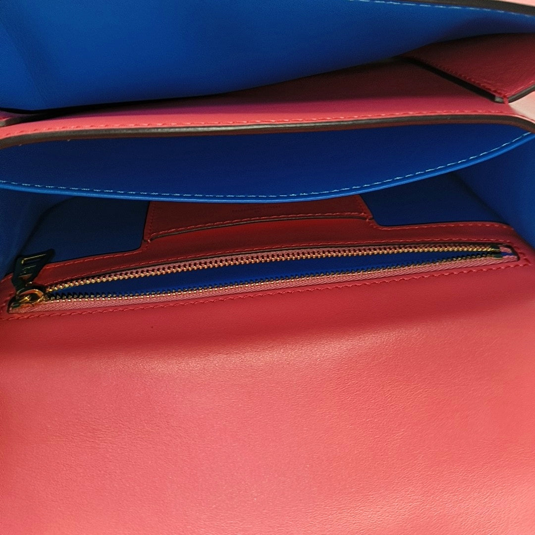 LOUIS VUITTON PONT 9 Red Calfskin Shoulder Bag Handbag Golden Hardware-(SKU)-966331663