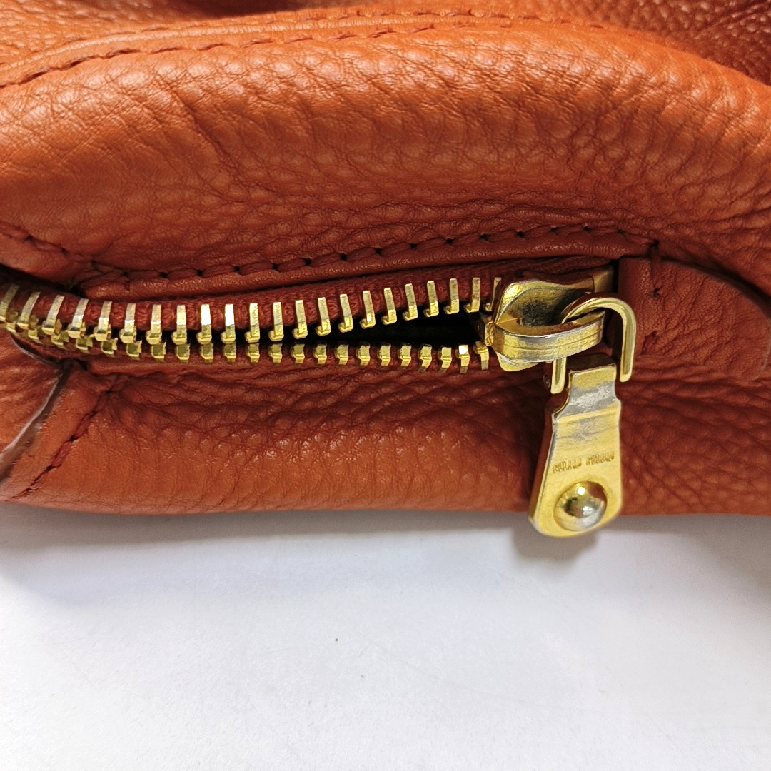 Miu Miu Tote bag Orange Cowhide Single Shoulder Bag Handbag Crossbody Bag Silver Hardware Removable shoulder strap-(SKU)-954144217
