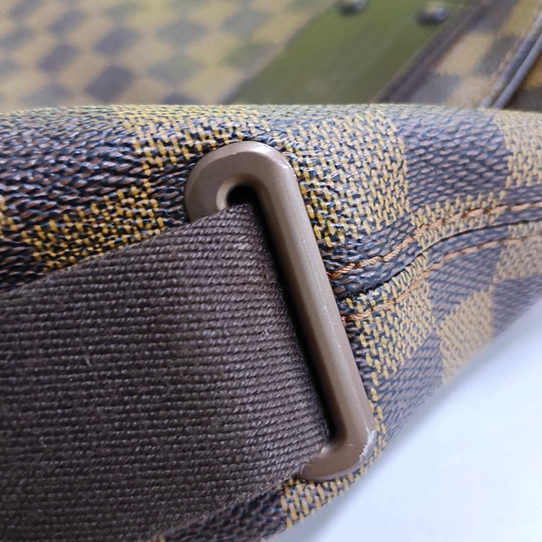 LOUIS VUITTON BROOKLYN Medium size Brown Coated Canvas Checkerboard Crossbody Shoulder Bag Golden hardware-(SKU)-960589506