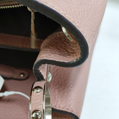 LOUIS VUITTON CAPUCINES BB nude pink leather shoulder bag handbag crossbody bag silver hardware removable shoulder strap complete accessories-(SKU)-960091590