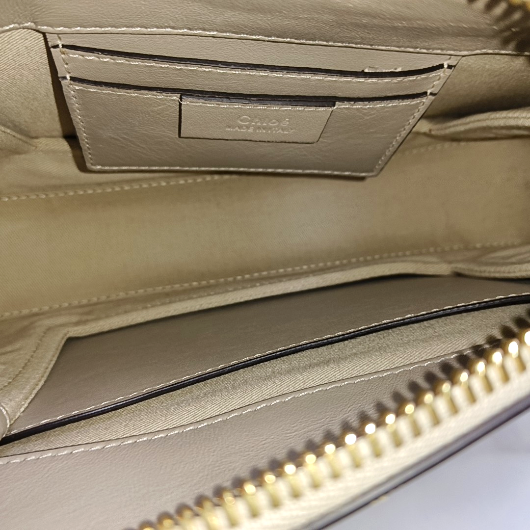 Chloé Roy Grey Cowhide Ring Single Shoulder Bag, Handbag Golden hardware Removable shoulder strap-(SKU)-946816354