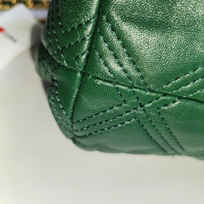 TORY BURCH Fleming Small size Dark Green Calfskin Quilted Crossbody Bag Single Shoulder Bag Golden hardware-(SKU)-942679197