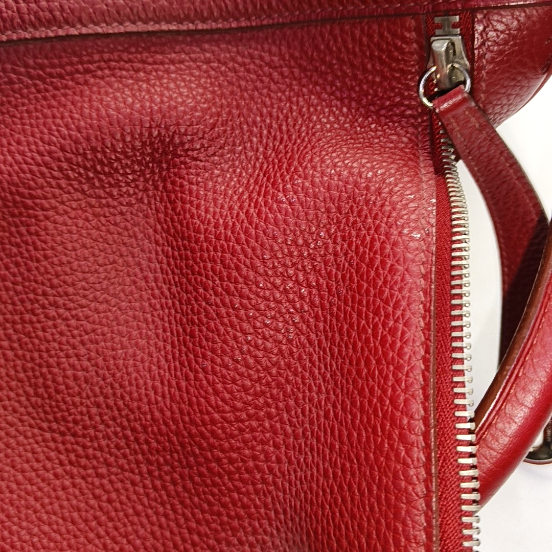 HERMÈS Lindy 34 Flag Red Clemence Leather Shoulder Bag Tote Bag Silver Hardware 🅀 Clasp-(SKU)-956096162