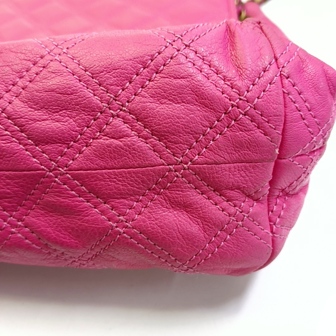 MARC JACOBS Fuchsia Leather Quilted Crossbody Bag Golden hardware-(SKU)-944011217