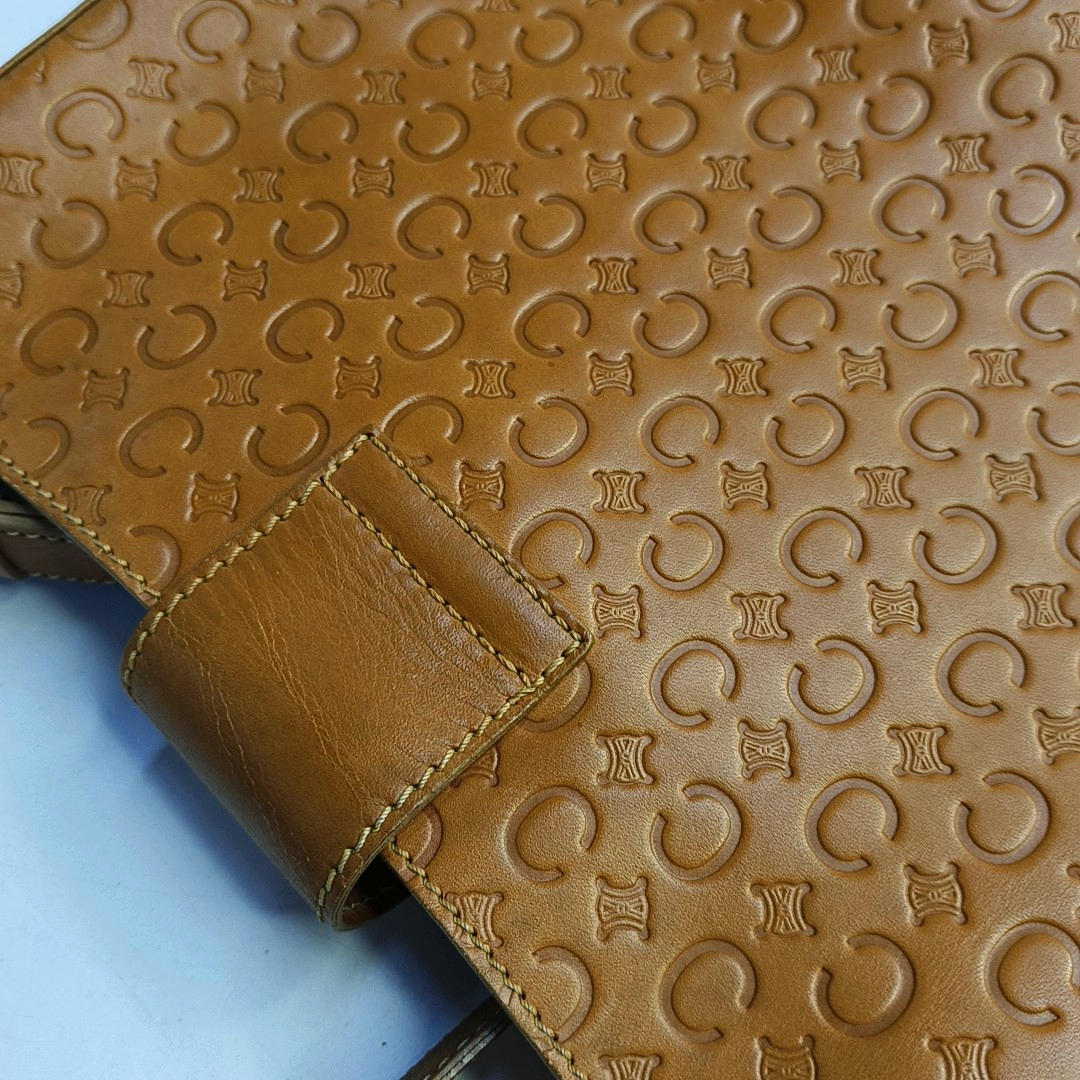 CELINE Caramel Cowhide Triumph Monogrammed Single Shoulder Bag Handbag Golden hardware-(SKU)-950054441