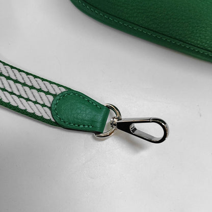 HERMÈS Evelyne 17 Cartoon Green Clemence Leather Cutout Shoulder Bag Crossbody Bag Handbag Detachable Strap Silver Hardware W Stamp Complete Accessories-(SKU)-967059871