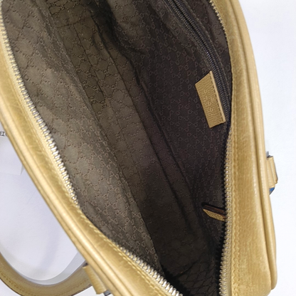 GUCCI Khaki Leather Tote Silver Hardware-(SKU)-945954036