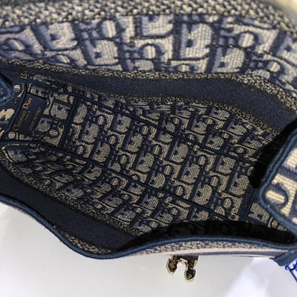 DIOR Diorcamp small size deep blue canvas with Monogram embossed pattern shoulder bag, crossbody bag, handbag with gold hardware and detachable strap-(SKU)-968753549
