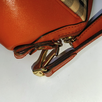 BURBERRY Beige Coated Canvas Warhorse Plaid Single Shoulder Bag Clutch Crossbody Golden hardware Removable shoulder strap-(SKU)-941127528