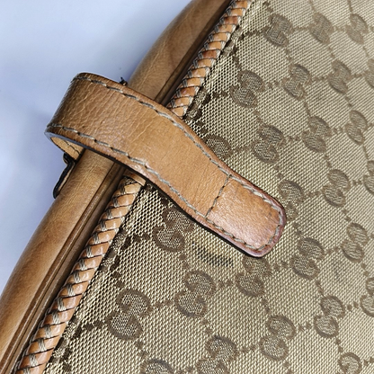 GUCCI Trunk Brown Canvas Monogrammed Crossbody Shoulder Bag Golden hardware-(SKU)-951960064