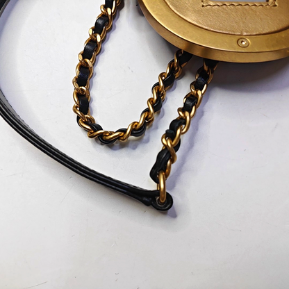 CHANEL CROWN BOX VANITY Small-sized Black Lamb Skin Quilted Monogram Crossbody Bag Shoulder Bag Golden Hardware-(SKU)-945181171