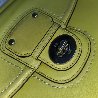 COACH WILLIS Yellow Leather Fringe Weaved Handbag Silver Hardware-(SKU)-937311657