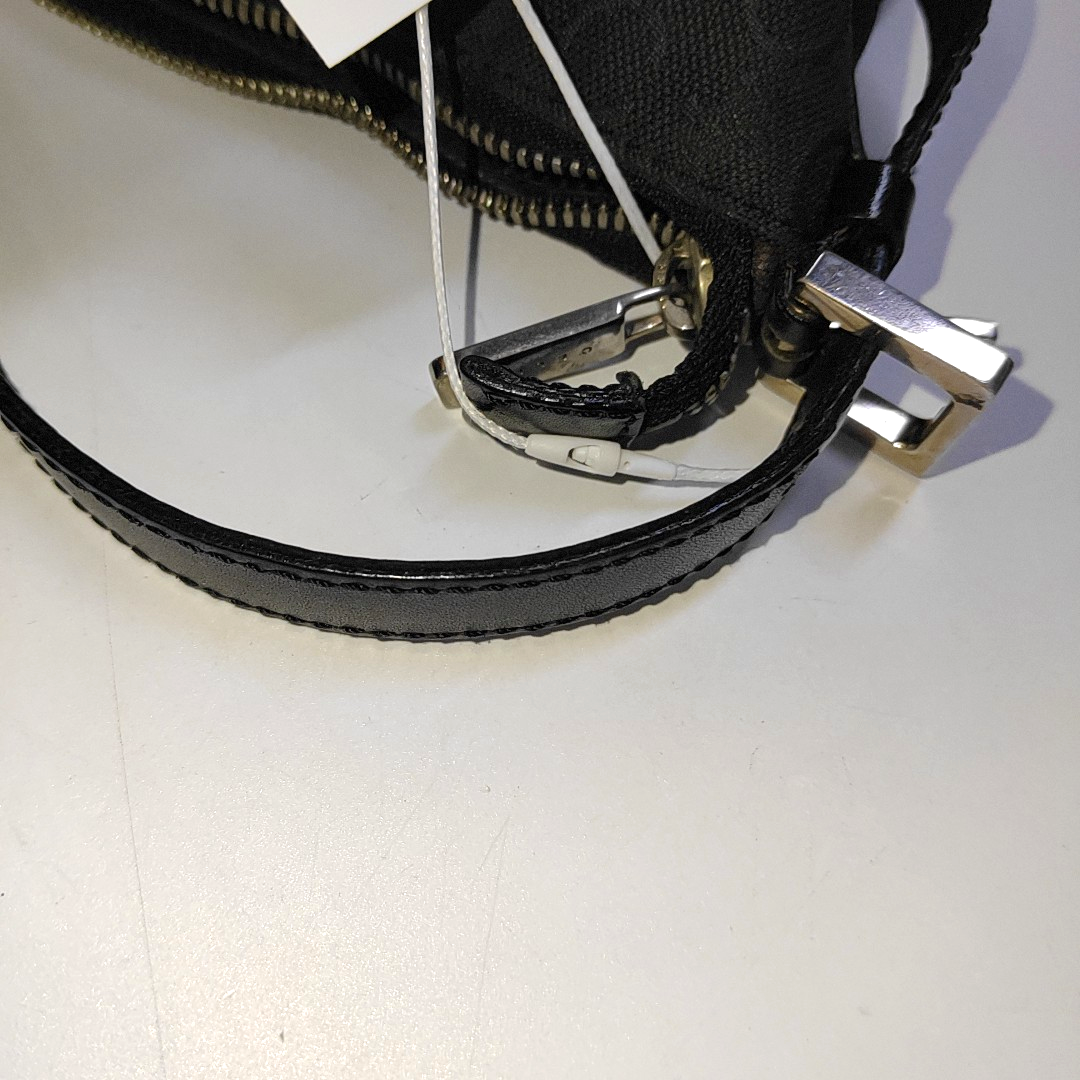 CELINE Black Fabric Triumph Handbag Single Shoulder Bag Silver Hardware Removable shoulder strap-(SKU)-934885209