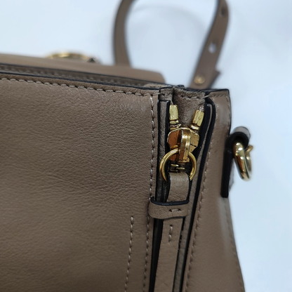 Chloé Faye Gray cowhide backpack Golden hardware shoulder straps-(SKU)-959392600