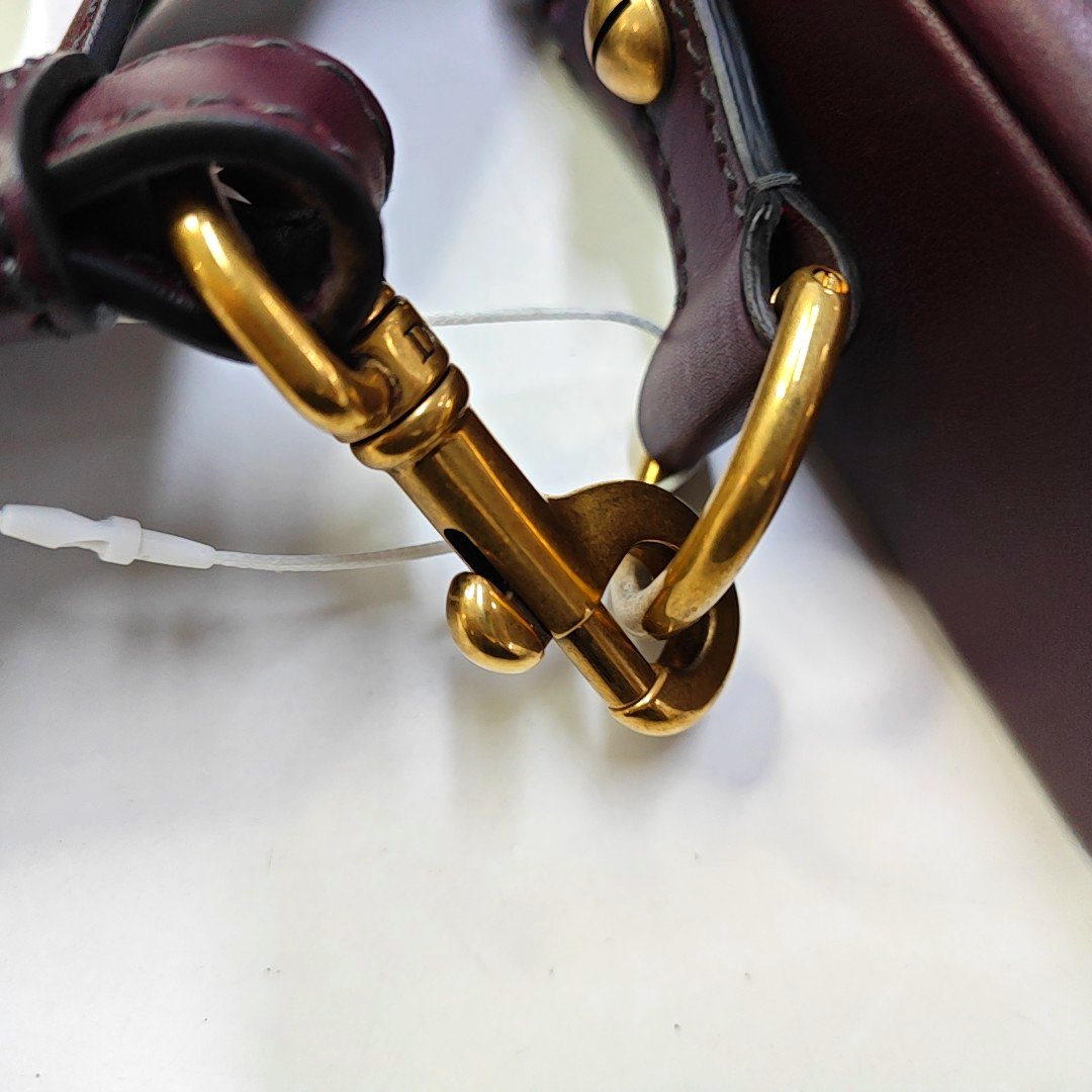 DIOR Dioraddict Small Burgundy Leather Crossbody Bag, Shoulder Bag, Golden Hardware, Removable Strap-(SKU)-945647624