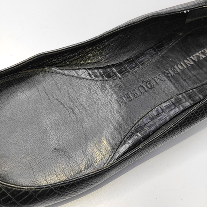 Alexander McQUEEN 35.5code Spring/Autumn Black Leather Women's Low-Cut Low-Heel Loafers-(SKU)-939893716