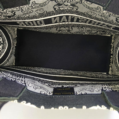 DIOR Book Tote Medium Black Canvas Embroidered Handbag-(SKU)-970100045