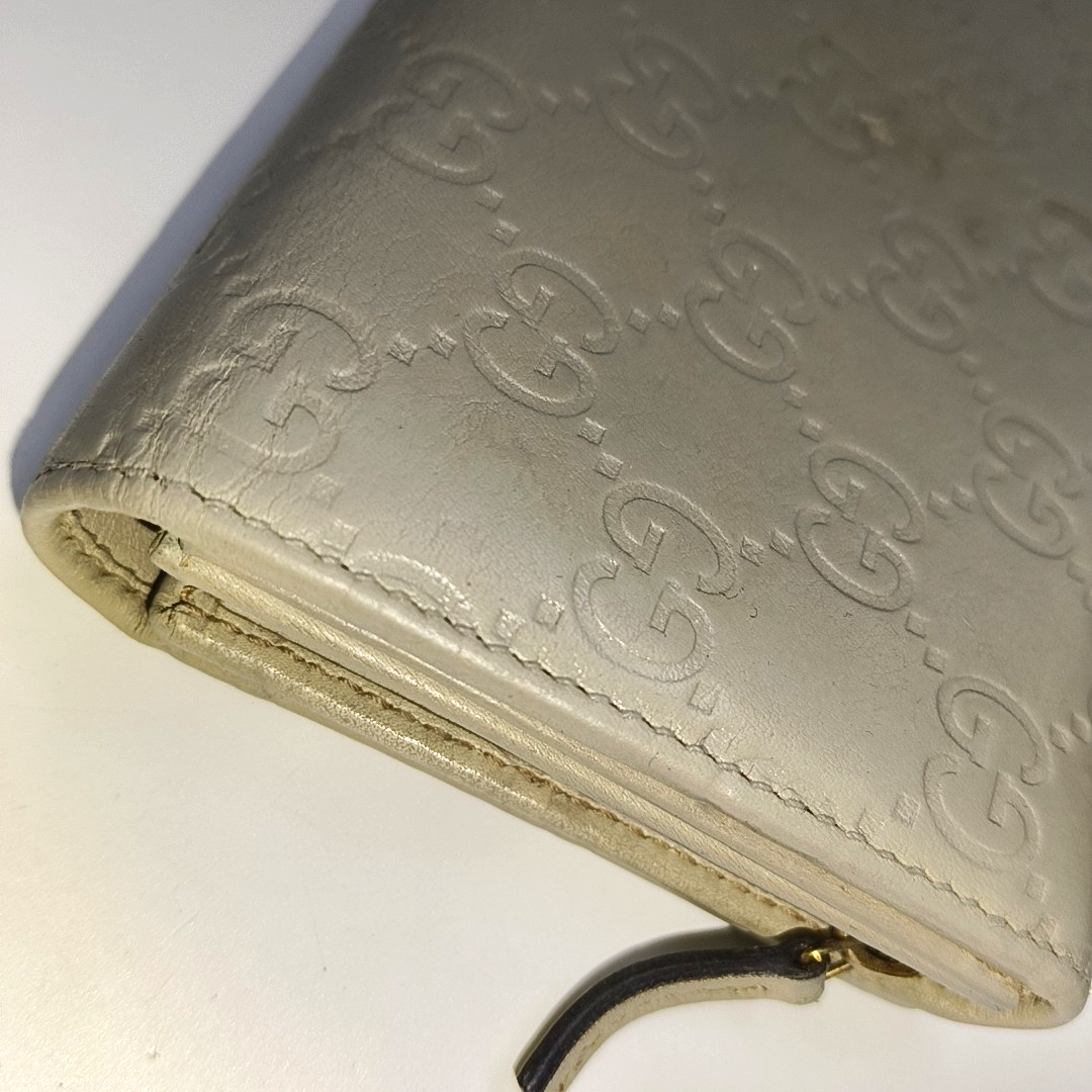 GUCCI Microguccissima Light Gray Cowhide Vintage Embossed Wallet Golden hardware-(SKU)-14418012