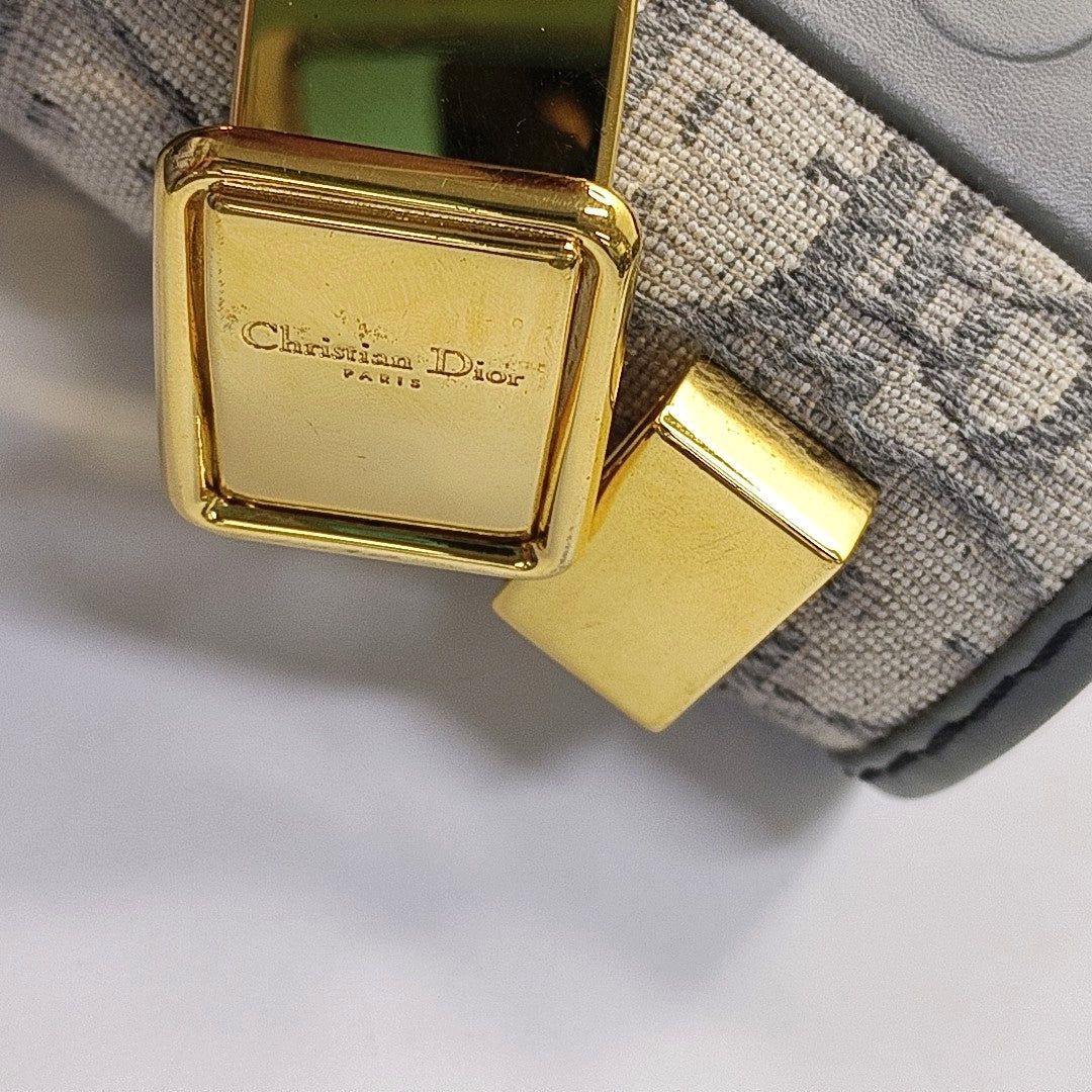 DIOR 30 Montaigne Light Gray Canvas Monogram Embroidered Montaigne Bag Crossbody Shoulder Bag Gold Hardware Removable Strap-(SKU)-968741552