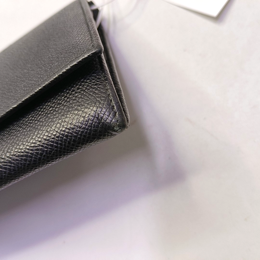 BVLGARI BVLGARI Black Cowhide Embossed Wallet Silver Hardware-(SKU)-942390366