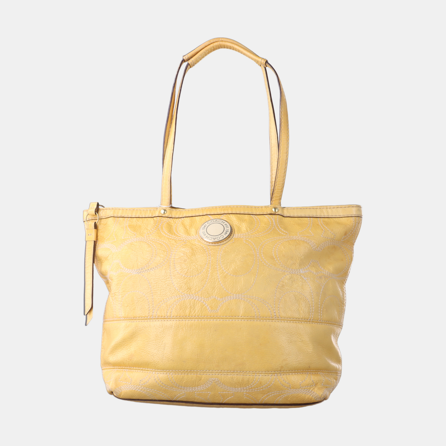 COACH Tote bag Yellow cowhide single shoulder bag Golden hardware-(SKU)-12975729