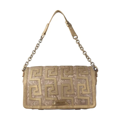 VERSACE Brown Coated Canvas Quilted Single Shoulder Bag Golden hardware-(SKU)-13724290