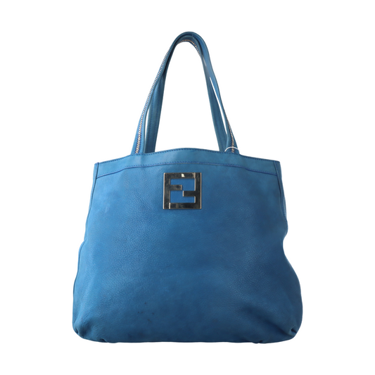 FENDI Tote bag 蓝色牛皮双FShoulder Bag Handbag Silver Hardware-(SKU)-13379414