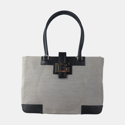 GUCCI Tote bag Gray Fabric Single Shoulder Bag Handbag Silver Hardware-(SKU)-14339231