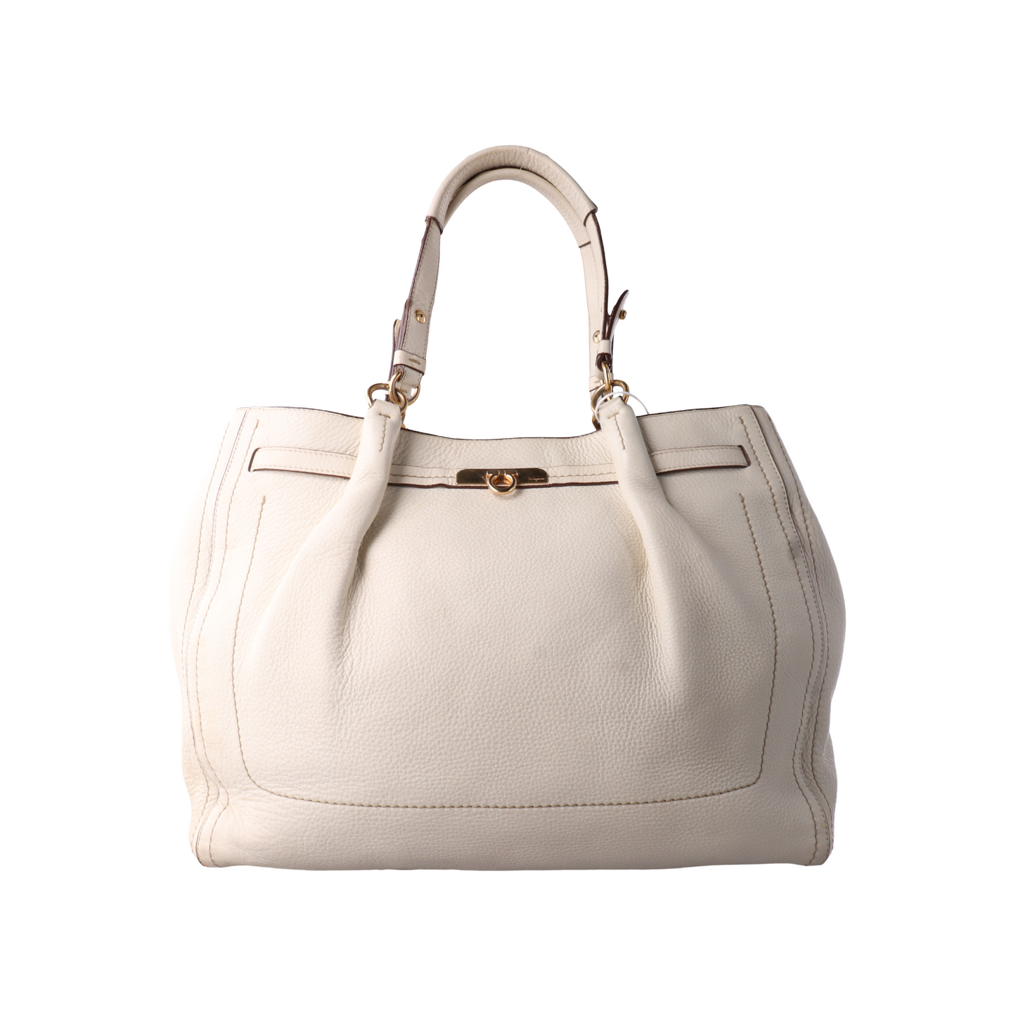FERRAGAMO Sookie White Leather Handbag Golden hardware-(SKU)-13881805