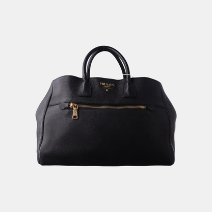 PRADA Tote bag Black Leather Handbag Crossbody Shoulder Bag Golden hardware-(SKU)-932708963
