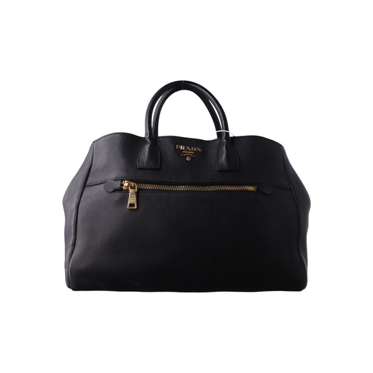 PRADA Tote bag Black Leather Handbag Crossbody Shoulder Bag Golden hardware-(SKU)-932708963