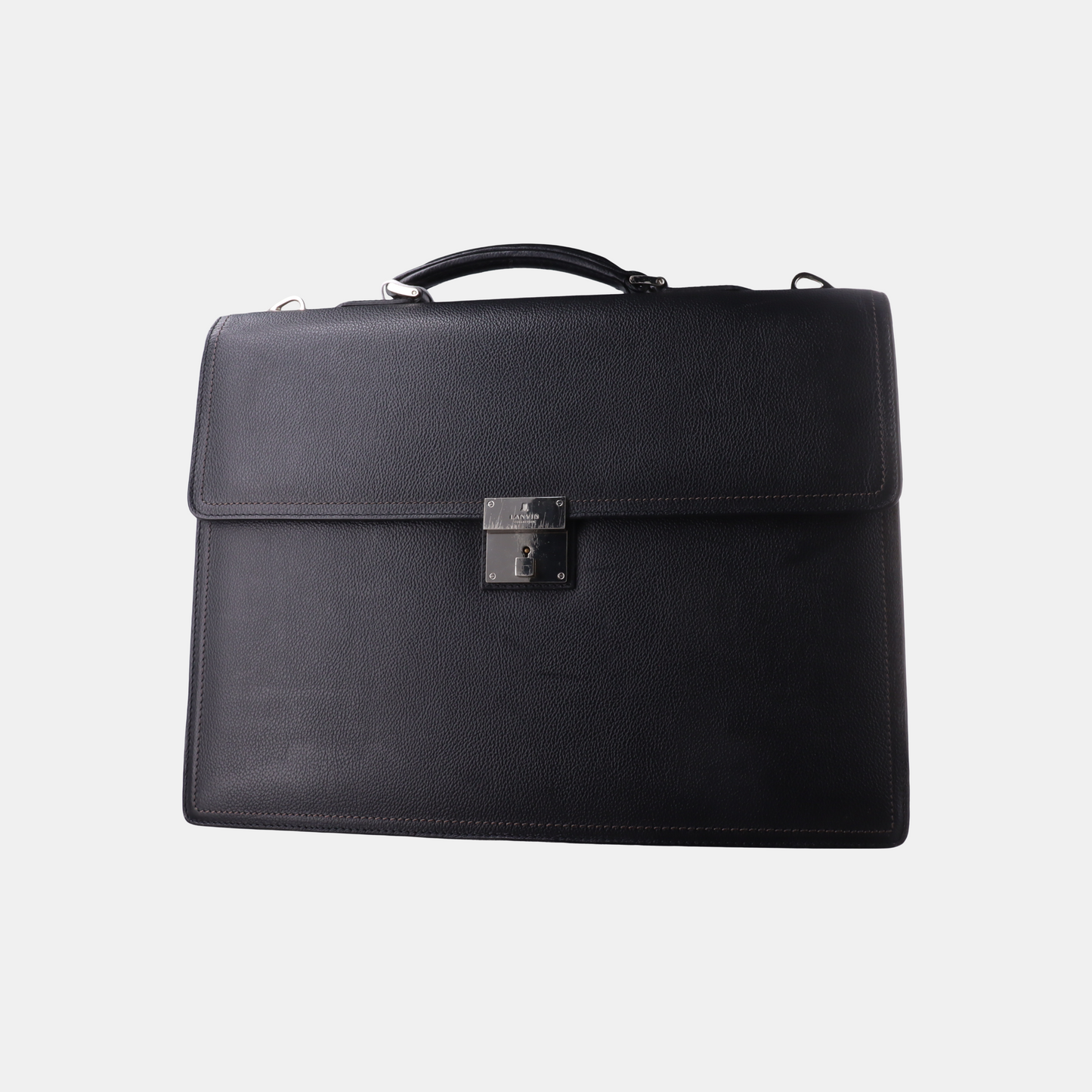 LANVIN Black cowhide tote bag Silver Hardware-(SKU)-13458704