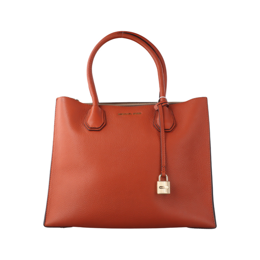 MICHAEL KORS Mercer Large size Orange Cowhide Single Shoulder Bag Crossbody Tote Golden hardware Removable shoulder strap-(SKU)-929074479