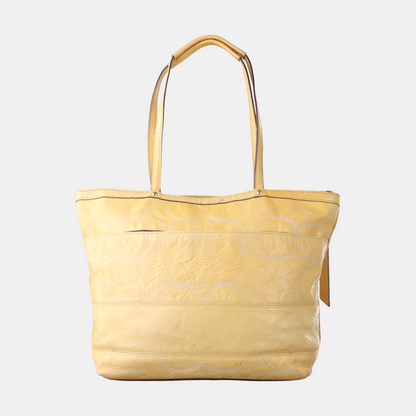 COACH Tote bag Yellow cowhide single shoulder bag Golden hardware-(SKU)-12975729