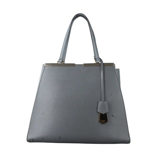 FENDI 3Jours Gray Leather Embossed Handbag Single Shoulder Bag Silver Hardware-(SKU)-14477953