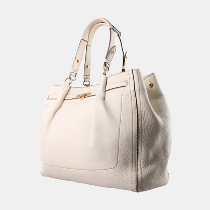 FERRAGAMO Sookie White Leather Handbag Golden hardware-(SKU)-13881805