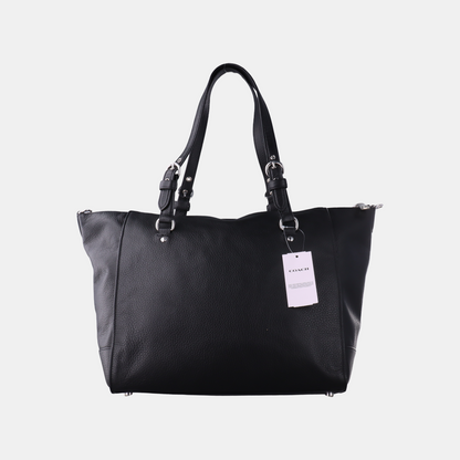 COACH PRAIRIE Black Leather Single Shoulder Bag Handbag Silver Hardware shoulder straps-(SKU)-934854540