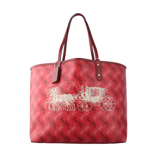 COACH CITY TOTE Red Coated Canvas Carriage Single Shoulder Bag Tote Bag Golden hardware-(SKU)-930901244