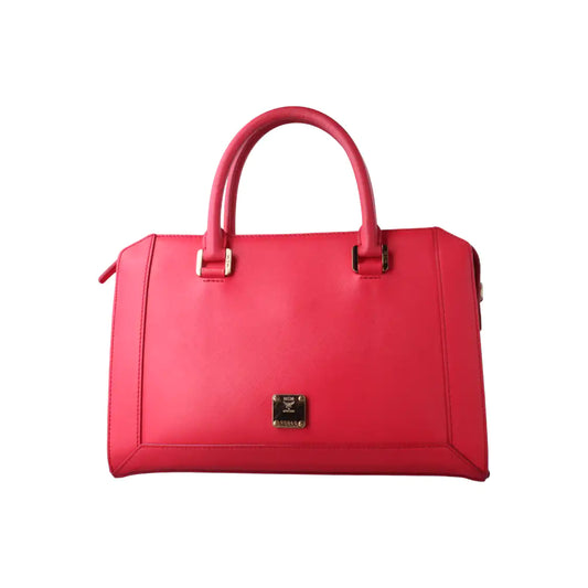 MCM NUOVO Red Leather Embossed Shoulder Bag Tote Bag Crossbody Bag Golden hardware Removable shoulder strap-(SKU)-14100965