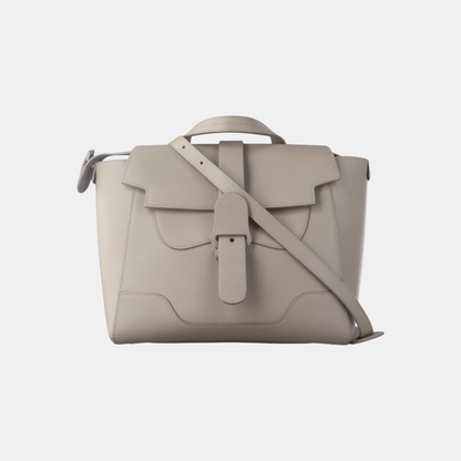 senreve Gray Cow Leather Embossed Single Shoulder Bag Backpack Silver Hardware Removable shoulder strap-(SKU)-14223070