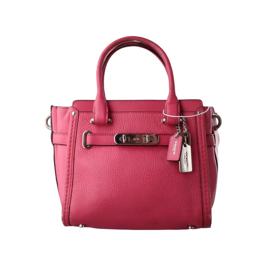 COACH SWAGGER Pink Cowhide Crossbody Bag Ruthenium color hardware Removable shoulder strap-(SKU)-928838798