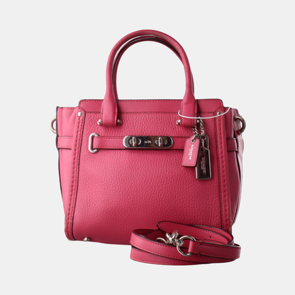 COACH SWAGGER Pink Cowhide Crossbody Bag Ruthenium color hardware Removable shoulder strap-(SKU)-928838798