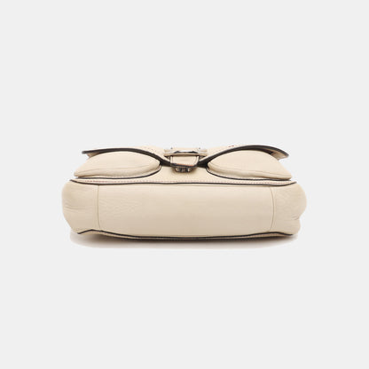 COACH Beige Leather Single Shoulder Bag Handbag Silver Hardware Removable shoulder strap-(SKU)-929326305