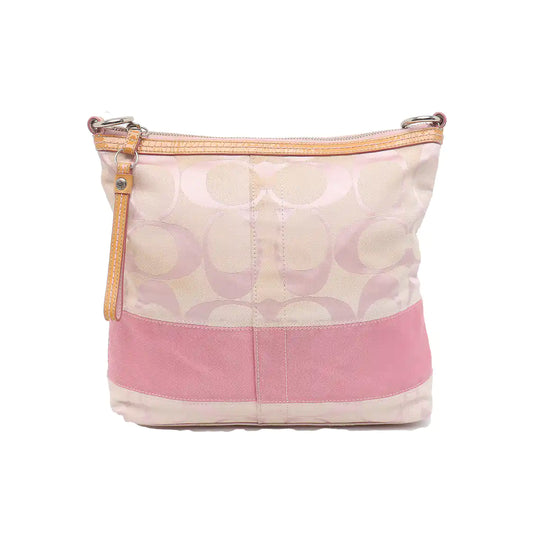 COACH Tote bag Beige canvas monogram floral single shoulder bag handbag crossbody Silver Hardware Removable shoulder strap-(SKU)-929326299