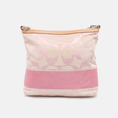 COACH Tote bag Beige canvas monogram floral single shoulder bag handbag crossbody Silver Hardware Removable shoulder strap-(SKU)-929326299