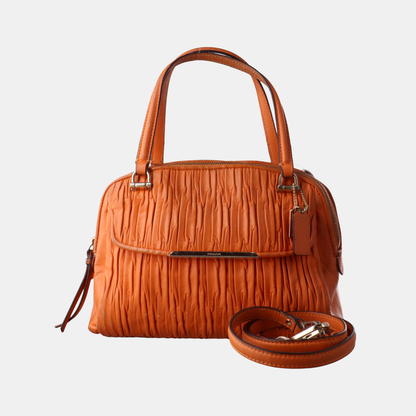 COACH Orange Leather Crossbody Handbag Single Shoulder Bag Golden hardware Removable shoulder strap-(SKU)-929655497