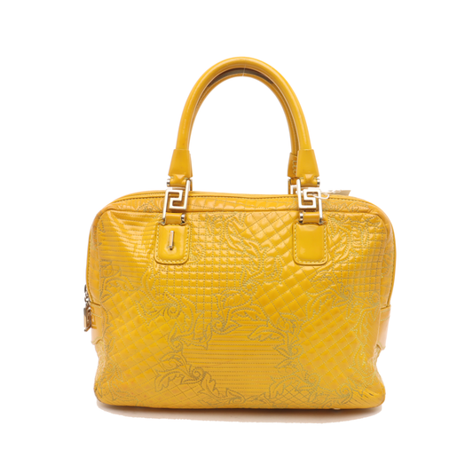 VERSACE Yellow Patent Leather Quilted Handbag Golden hardware-(SKU)-930265862