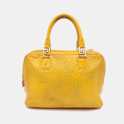 VERSACE Yellow Patent Leather Quilted Handbag Golden hardware-(SKU)-930265862